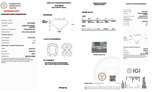 5.35 Carat Cushion Lab Grown