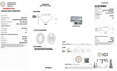 6.65 Carat Oval Lab Grown 6.65 Carat Oval Lab Grown