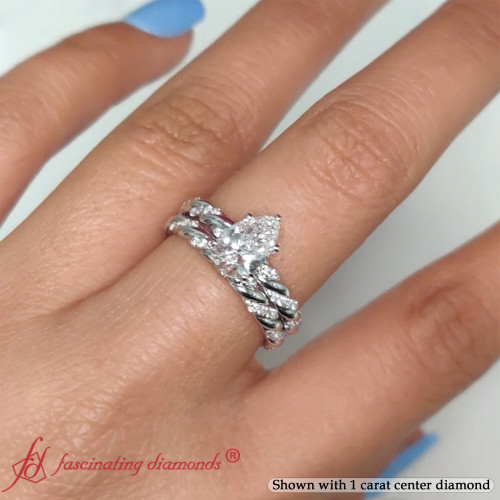 1.30 carat pear shaped twisted diamond wedding ring set in white gold FD9127 NL WG(1)