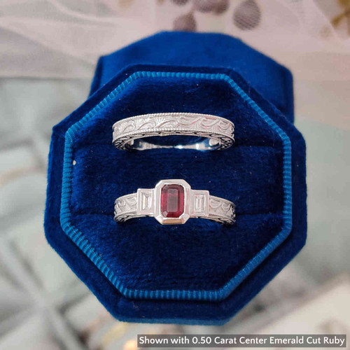 bezel emerald cut ruby bridal ring set in fd10702em-gs fancybox nl wg