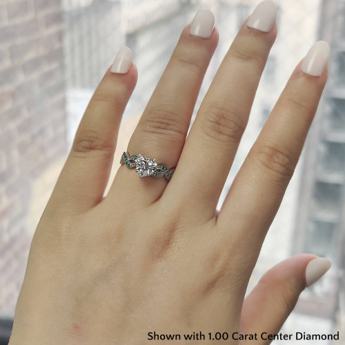 1 Carat Heart Shaped Swirl Infinity emerald engagement ring in FD10127HTRGEMGRANGLE3 NL WG