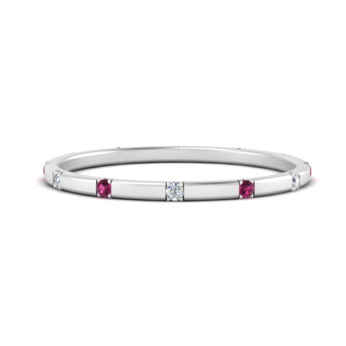thin space out stackable diamond band with pink sapphire in white gold FDEWB9437RORGSADRPI NL WG