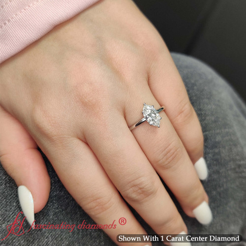 1 carat marquise comfort fit solitaire ring in FD9358MQRANGLE3 1.00CT NL WG