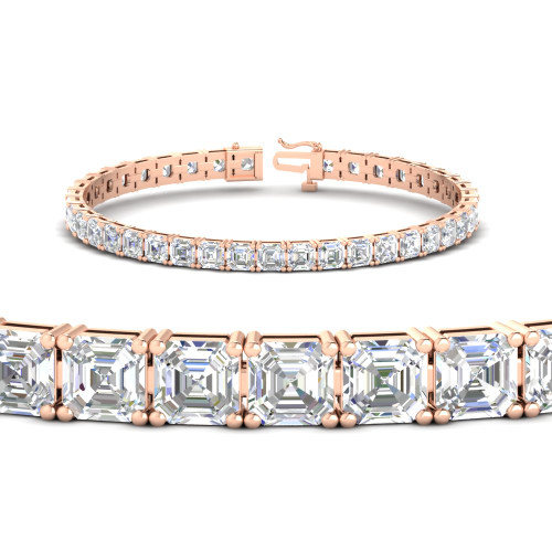 diamond tennis bracelet 16 carat asscher cut in rose gold FDBRC10371 40CT NL RG