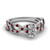 infinity love cushion cut diamond engagement ring with ruby in FD1121CURGRUDR NL WG
