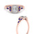 4 Carat Emerald Cut Halo Diamond Ring with sapphire in rose gold FD122066EMRGSABLANGLE3 NL RG