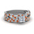 intertwined princess cut diamond wedding ring set with orange sapphire in FD1121PRGSAOR NL WG