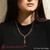 diamond circle drop necklace with ruby in yellow gold model FDNK10692