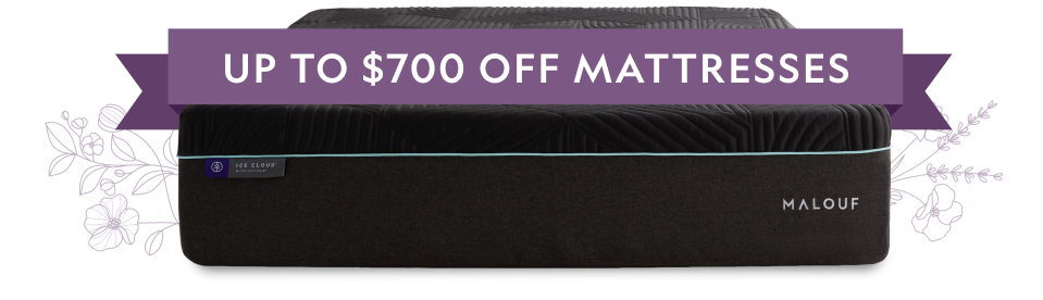 Sale Banner over photo of mattress stating up to $700 off mattresses