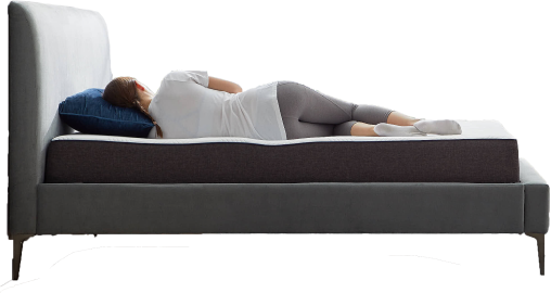 A person sleeping on the product