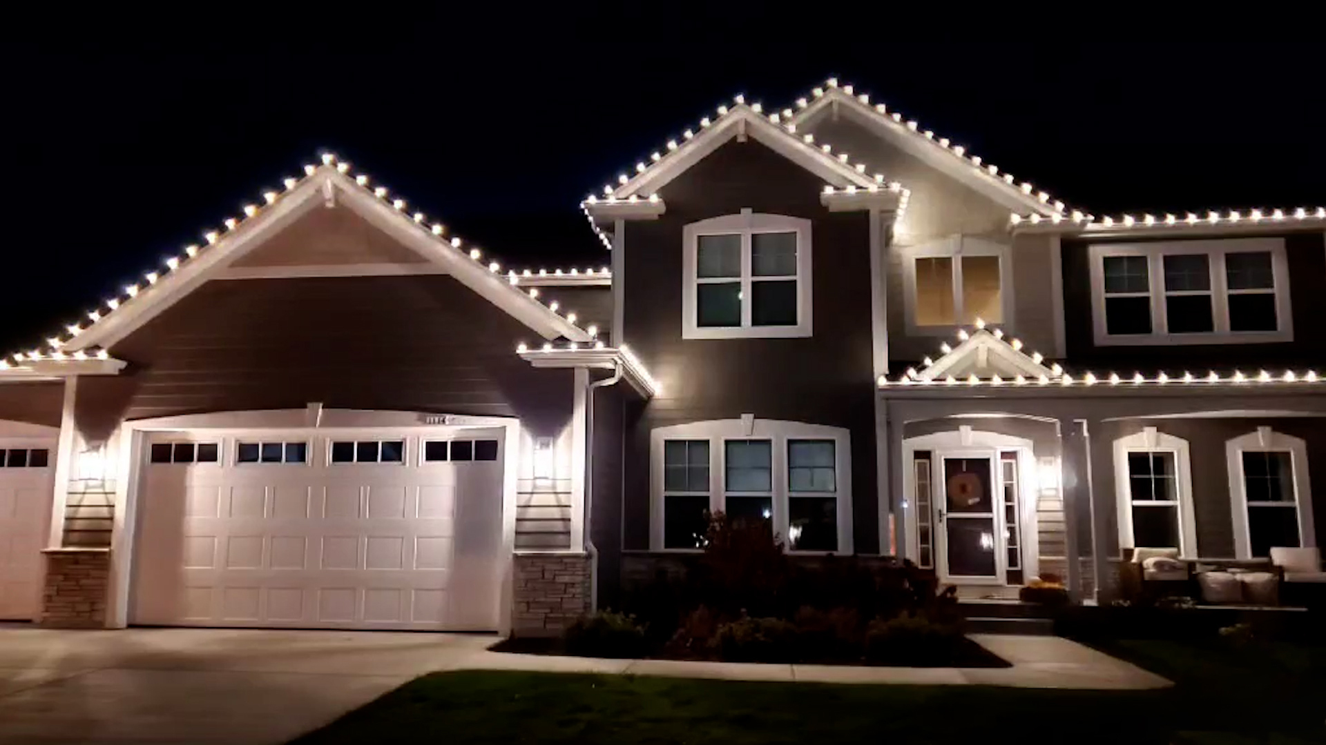 bright white lights on house gutters