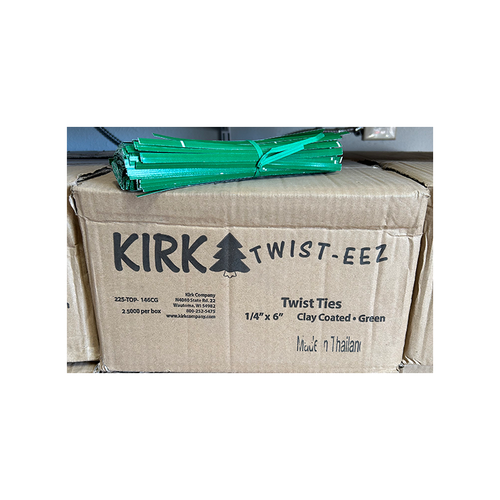 Kirk Twist-eez 1/4 "x 6" White Clay Coated Twist Tie 25K/Box