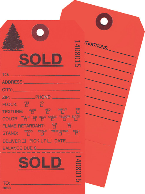 Tag Sold #7 - 2 Part Day-Glo Orange 100/bundle