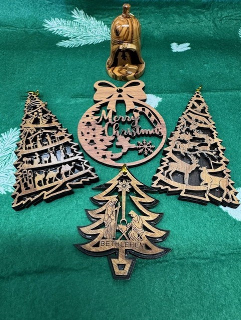 12 Piece Variety Pack Olive Wood Ornaments 12/Case