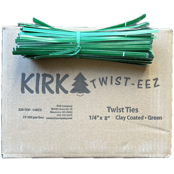 Kirk Twist-eez 1/4" x 8" Red Clay Coated Twist Tie 25K/Box
