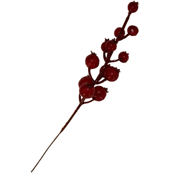 Kirk, 12 burgundy berries on 8" wreath pick 500/cs