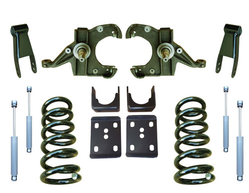 1973-1987 Chevrolet C10 2WD 6"/7-8" Drop Spindle, Coil & Shackle Kit - 1.00" Rotors + Shocks