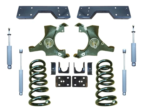 1988-1998 GMC C1500 2WD 5"/6" Spindle + Coil Lowering Kit + Shocks, C-Notch