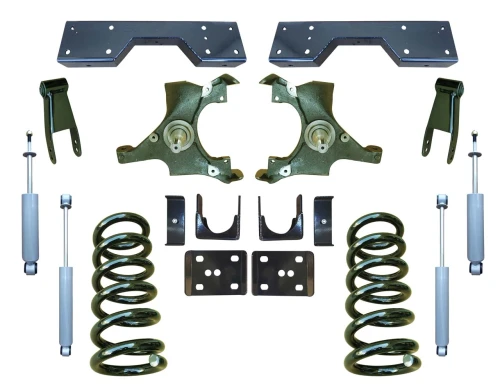 1988-1991 GMC C1500 2WD Standard Cab 5"/7" Spindle + Coil Lowering Kit + Shocks, C-Notch