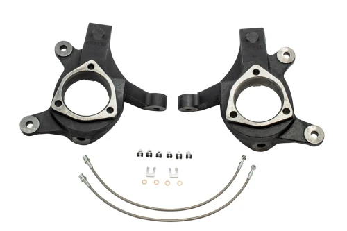 2007-2015 Chevrolet Silverado / GMC Sierra 1500 2WD 3" Lift Spindles for Cast Steel Arms + Brake Lines | Trekline 8000208BL