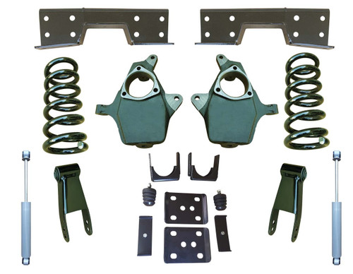 2007-2013 Chevrolet Silverado 1500 V6 5"/8-9" Adjustable Lowering Kit + Rear Shocks, C-Notch