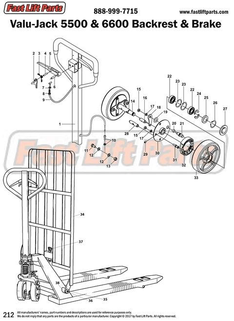 *Valu-Jack 5500 & 6600 Backrest & Brake