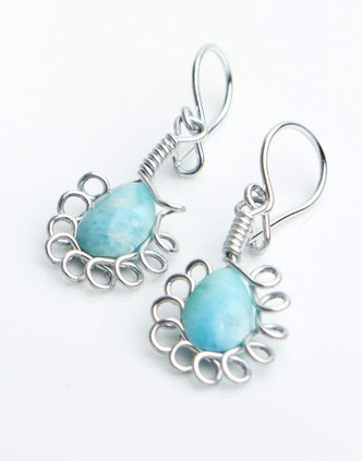 Silver &  Larimar Earings