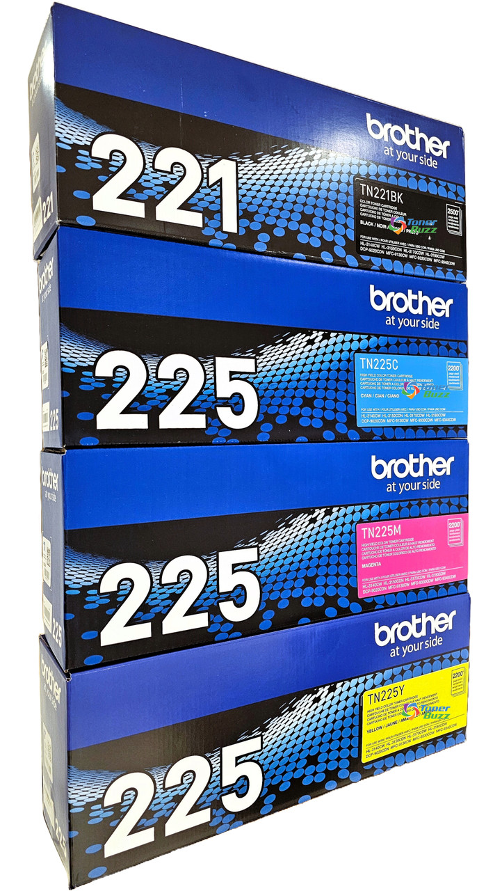 Brother TN-225 Set | 4-Pack Original Toner Combo | 4 Colors