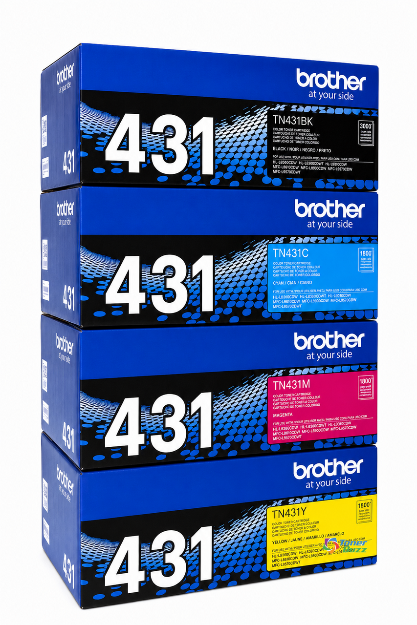 Brother TN-431 Set | 4-Pack Original Toner Combo | 4 Colors