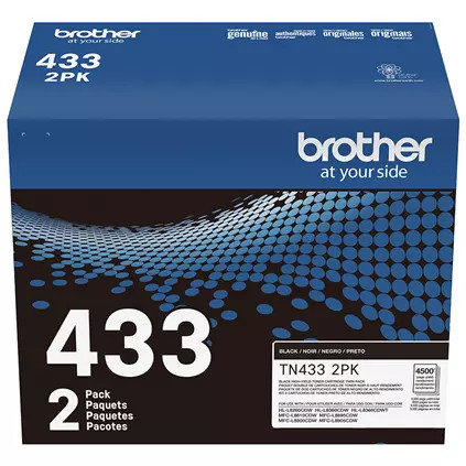 TN433-2PK | Original Brother Dual Pack Black Toner | 2-Pack
