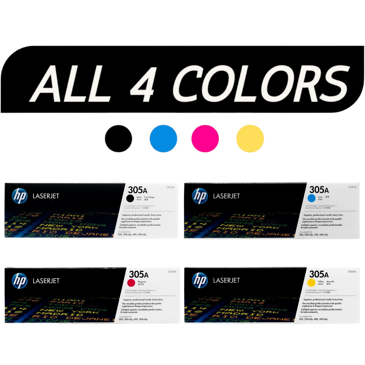 HP 305A 4-pack Black,Cyan,Magenta,Yellow Original LaserJet Toner