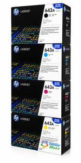 HP 643A Set | 4-Pack Original Toner Combo | All Four Colors Included