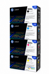 HP 504A Set | 4-Pack Original Toner Combo | All Four Colors Included