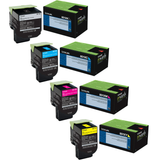 Lexmark 801X Set | 80C1XC0 80C1XK0 80C1XM0 80C1XY0 | Original Lexmark Extra High-Yield Toner Cartridges – Black, Cyan, Magenta, Yellow