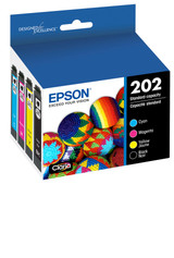 T202120-BCS | Epson® 202 | Original Epson® Claria® Ink Cartridge - Black,Cyan, Magenta, Yellow