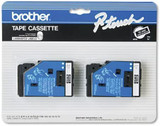 TC-34Z | Orignal Brother Tape Cartridges For P-Touch Labelers, 0.35" X 25.2 Ft 2-Pack - White on Black