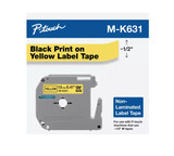 M-K631 | Original Brother Non-Laminated tape for P-touch, 0.47" X 26.2 Ft - Black on Yellow