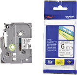 Original Brother TZE211 6mm Black on White Label Tape