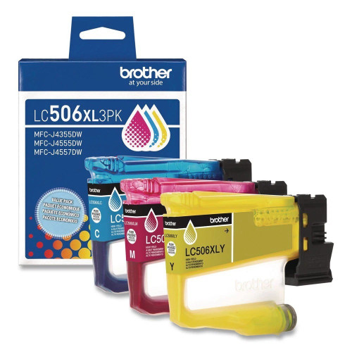 LC506XL3PKS | Original Brother High-Yield Ink Cartridge 3-Pack - Cyan, Magenta, Yellow