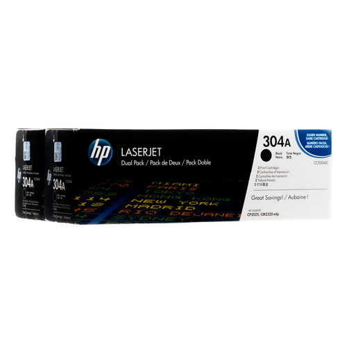 CC530AD | HP 304A | Original HP Dual Pack Toner Cartridges – Black