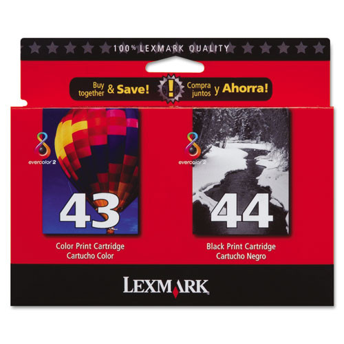 Original Lexmark 43XL 44XL High Yield Black and Color Ink Cartridge Dual Pack 18Y0143 18Y0144