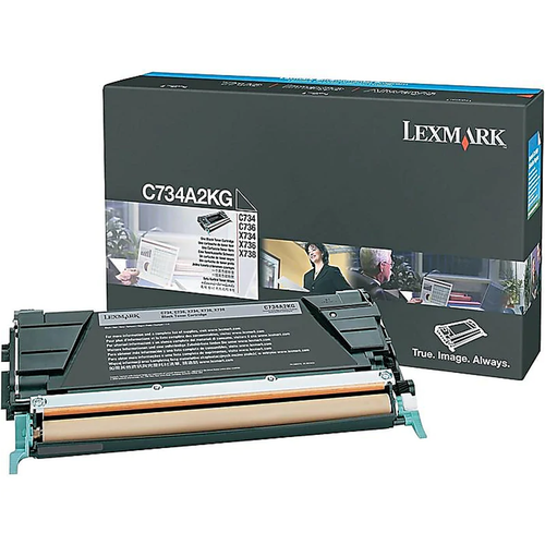 Original Lexmark Black Toner Cartridge  C734A2KG, High Yield
