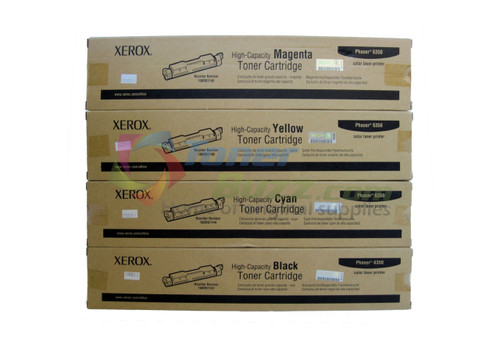 Original Xerox Phaser 6350 Black Cyan Magenta Yellow High-Capacity Toner Cartridge 4-Pack 106R01144 106R01145 106R01146 106R01147