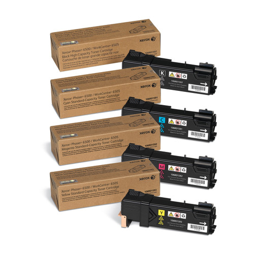 Original Xerox Phaser 6500 Black Cyan Magenta Yellow Toner Cartridge 4-Pack 106R01591 106R01592 106R01593 106R01597