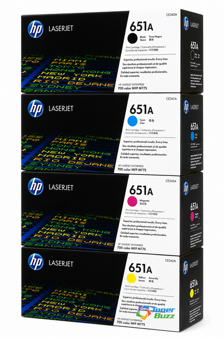HP 651A Set | 4-Pack Original Toner Combo | All Four Colors Included