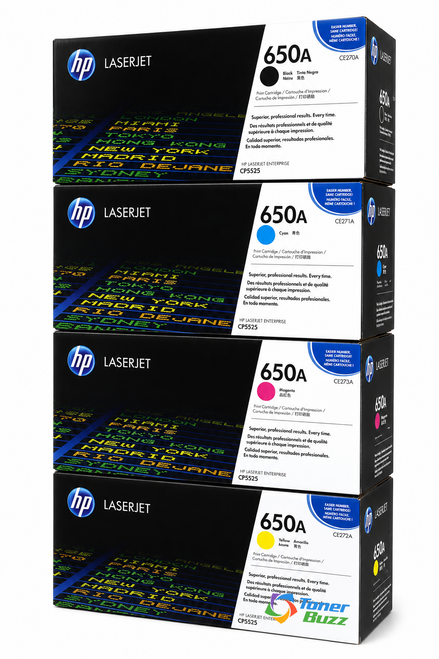 HP 650A Set | 4-Pack Original Toner Combo | All Four Colors Included