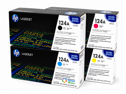 HP 124A Set | 4-Pack Original Toner Combo | All Four Colors Included