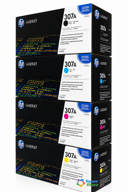 HP 307A Set | 4-Pack Original Toner Combo | All Four Colors Included