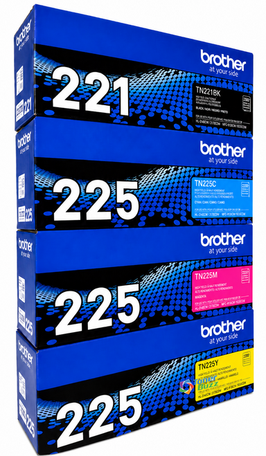 Brother TN-225 Set | 4-Pack Original Toner Combo | 4 Colors