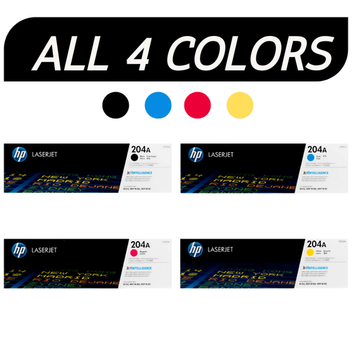 HP 204A SET All 4 colors | CF510A CF511A CF512A CF513A | Original HP Toner Cartridge - Black, Cyan, Magenta, Yellow